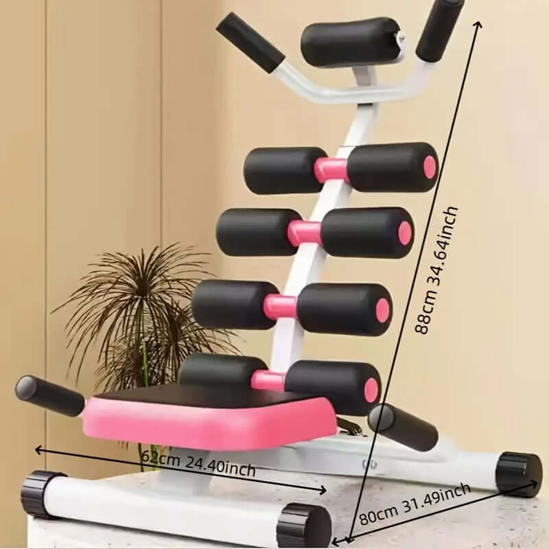 Adjustable Lumbar Support Yoga Back Stretch with dimensions showing adjustable lumbar support for yoga.