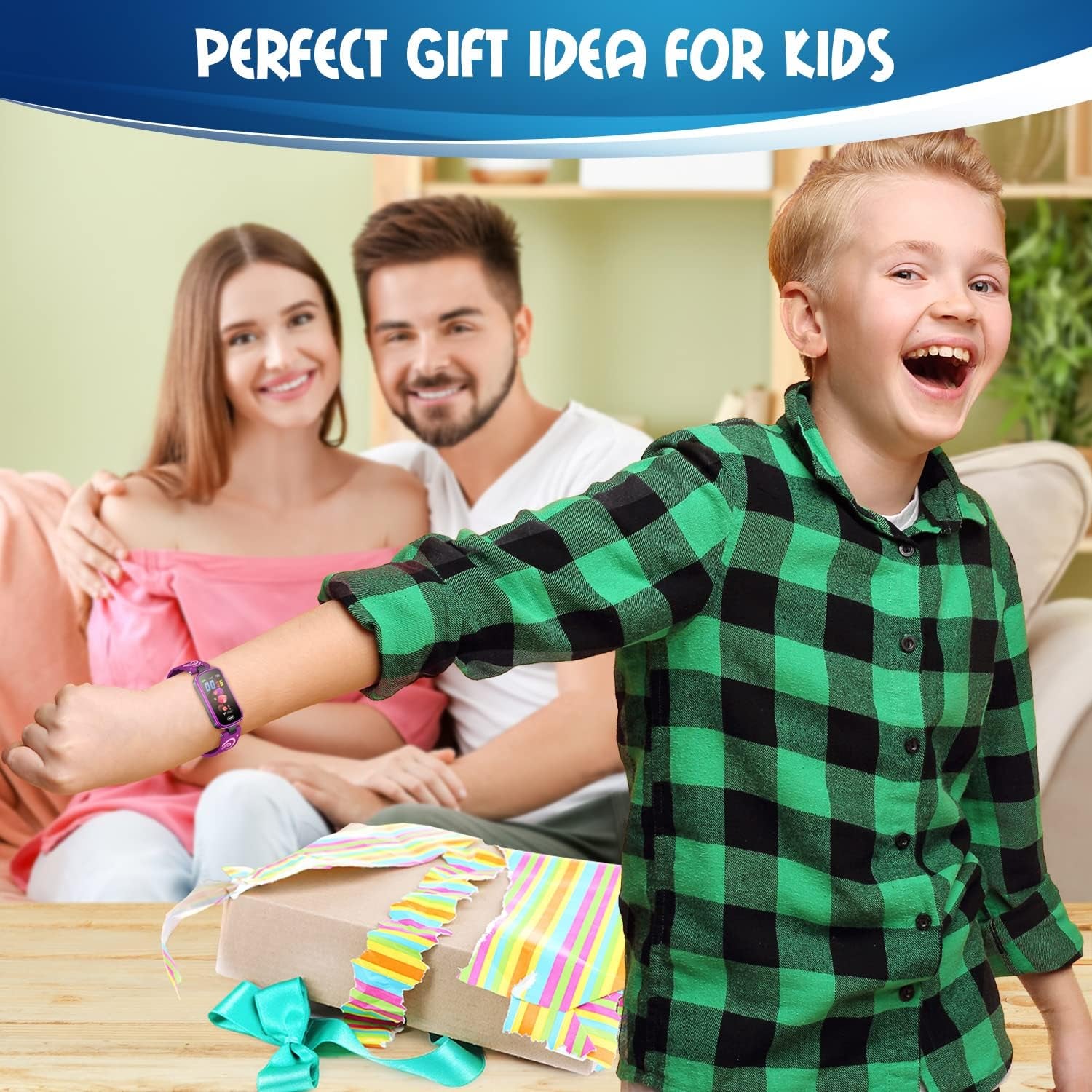 Inspiratek purple kids fitness tracker watch with waterproof design, pedometer, sleep monitor, and calorie counter for ages 5-16.