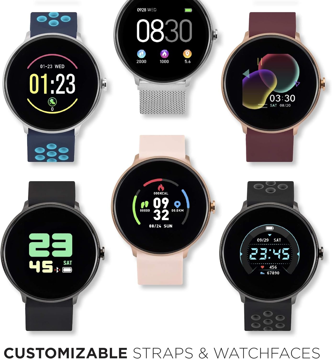 iTouch Sport Smartwatch with touch screen, fitness tracker, heart rate monitor, step counter, sleep monitor, waterproof for women and men