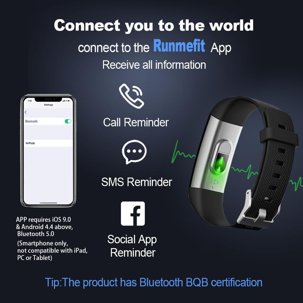 Black Jawploy fitness tracker smartwatch with heart rate monitor, step counter, sleep monitor, and IP68 water resistance for men and women.