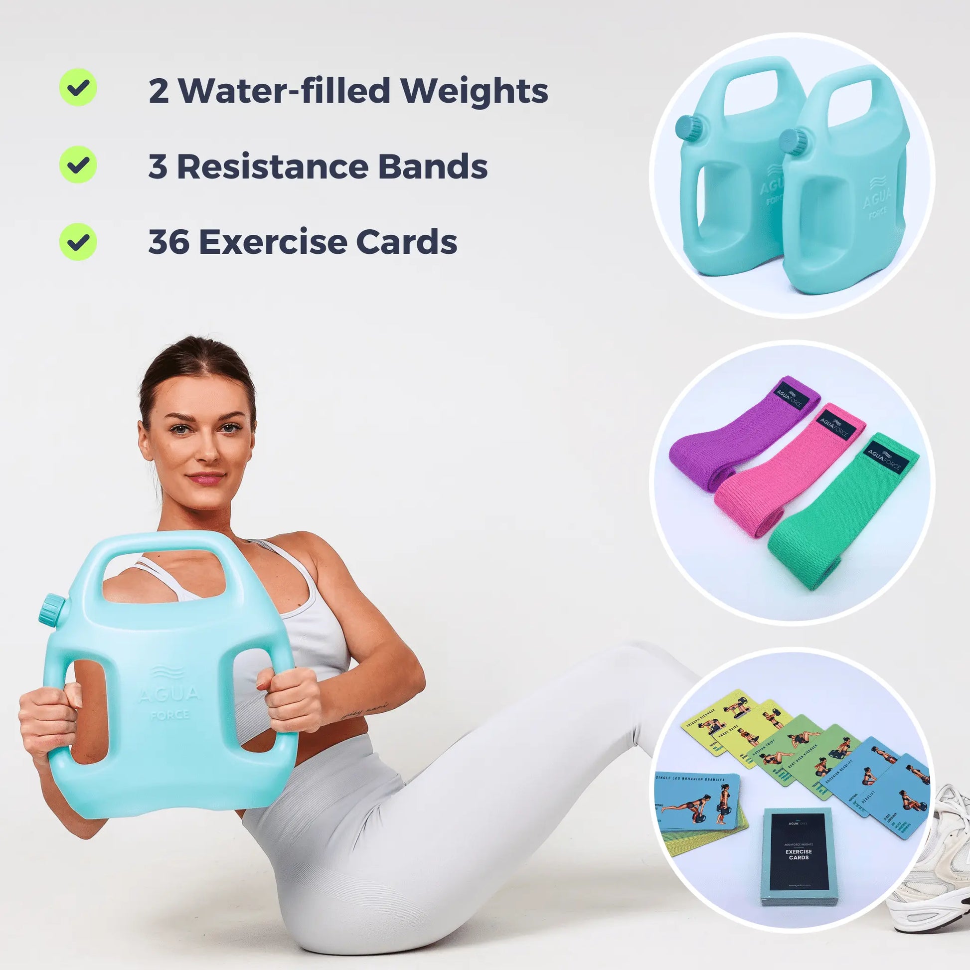 Pair of My Store 2 water-filled adjustable weights in aqua and pink, 2-11 lbs, set of 2 for fitness and strength training.