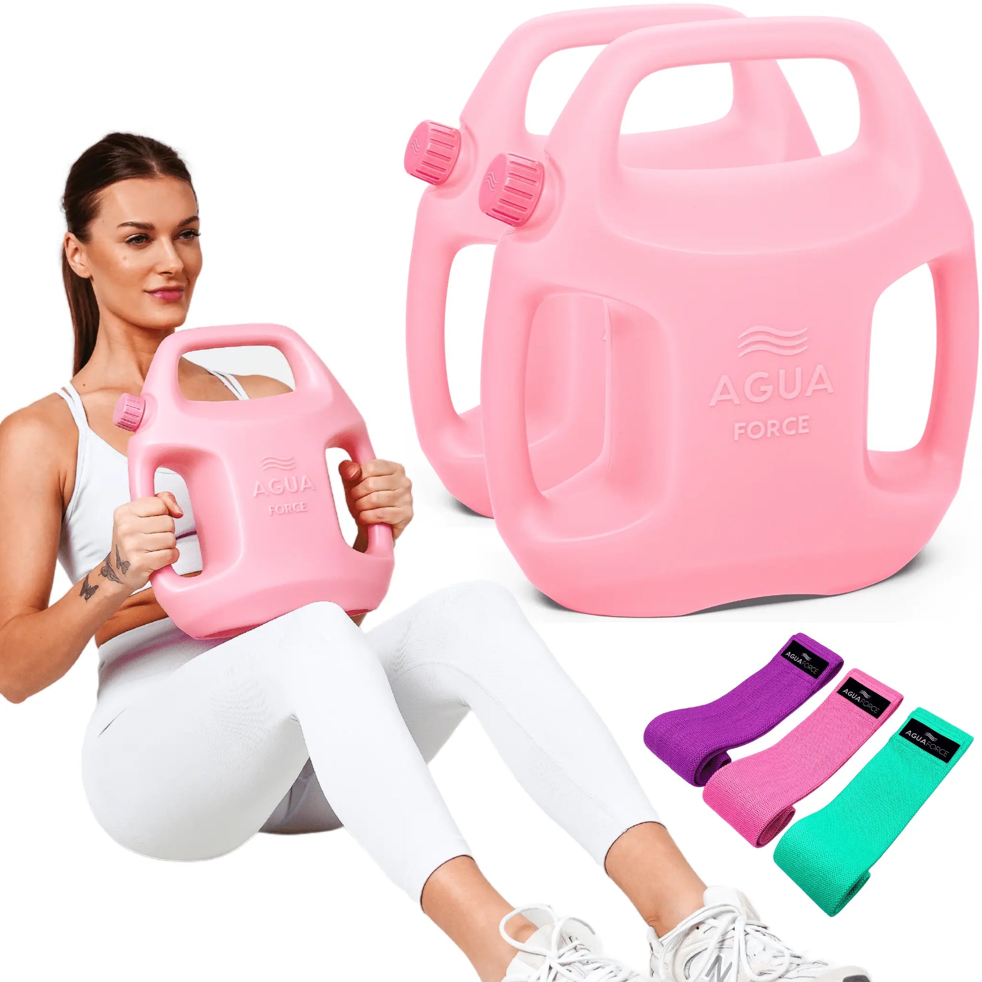 My Store 2 water-filled adjustable weights set of 2, pink and aqua, 2-11 lbs, for strength training and exercise.