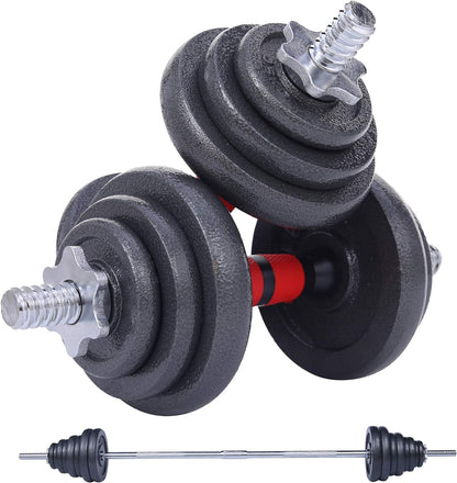 Adjustable dumbbells and barbell weight set from My Store 2 with anti-slip handles, suitable for home gym, office, and fitness.