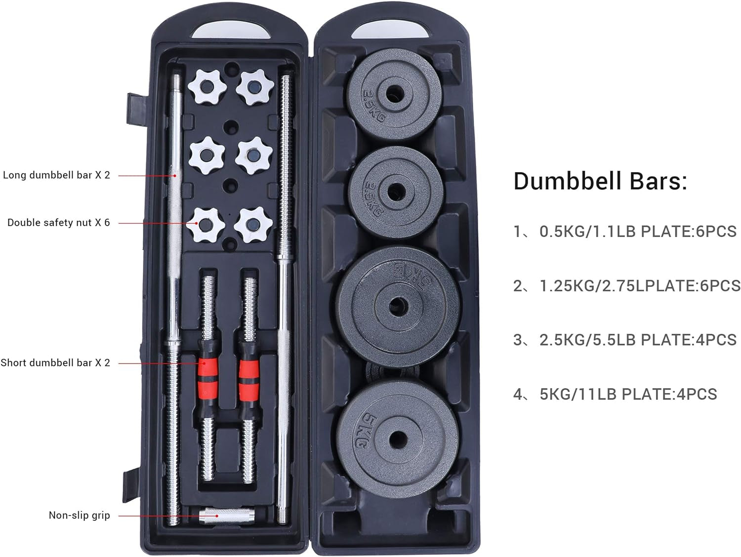 Adjustable My Store 2 dumbbell and barbell weight set with anti-slip handles, suitable for home gym, office, and all-purpose fitness.