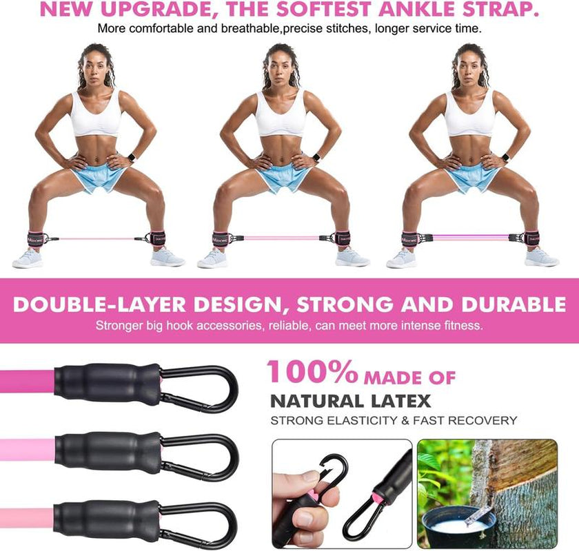 Black ankle resistance band set from My Store 2, with multiple elastic bands for strength training and fitness exercises.
