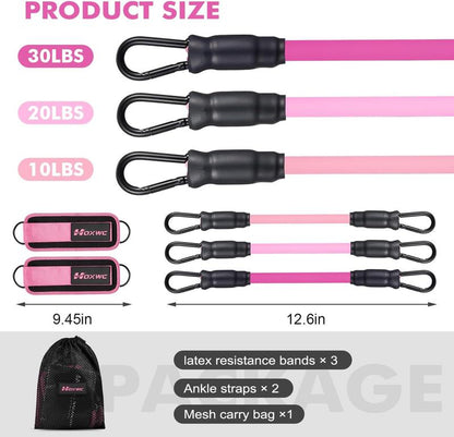 Black ankle resistance band set from My Store 2, featuring multiple elastic bands for strength training and physical therapy exercises.