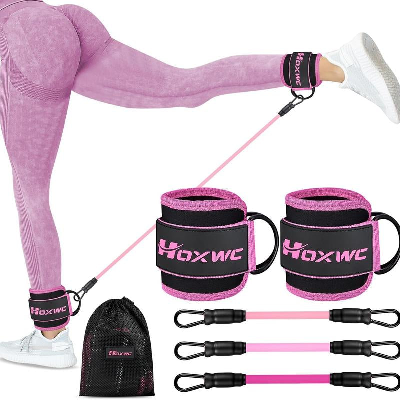 Black ankle resistance band set from My Store 2, featuring multiple elastic bands for strength training exercises.