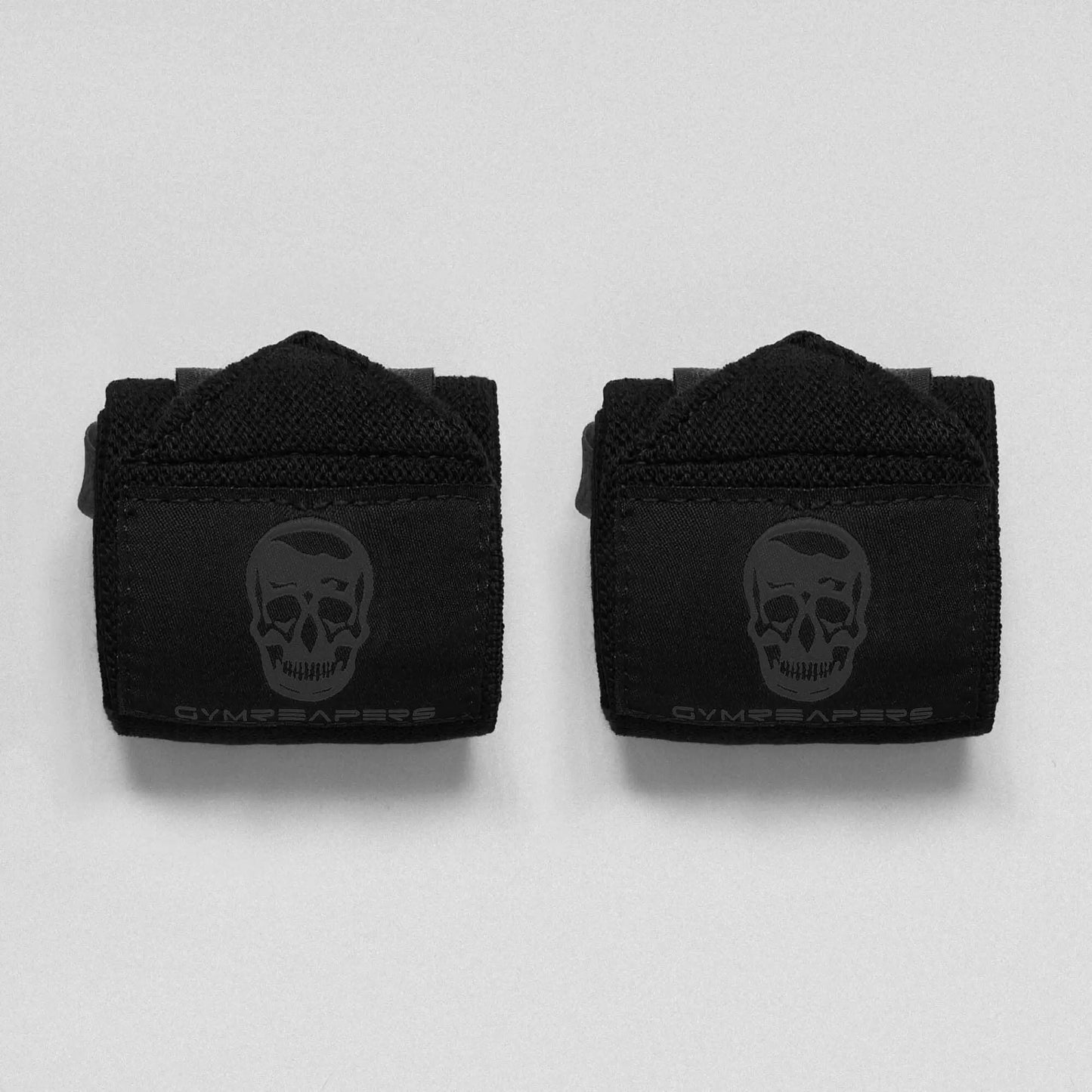 Black gym wrist wraps from My Store 2 with adjustable support for weightlifting and strength training.