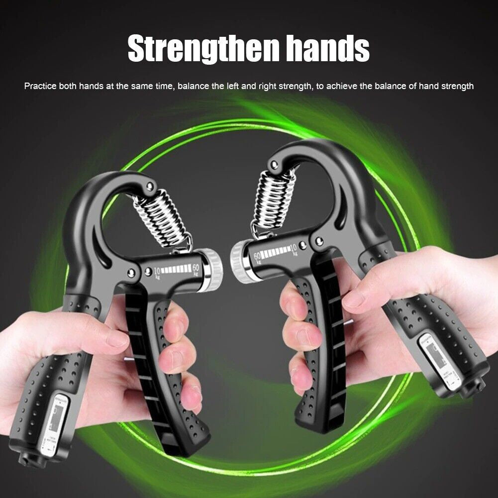Black hand grip strength trainer by My Store 2, adjustable gym exerciser for improving grip and forearm strength.