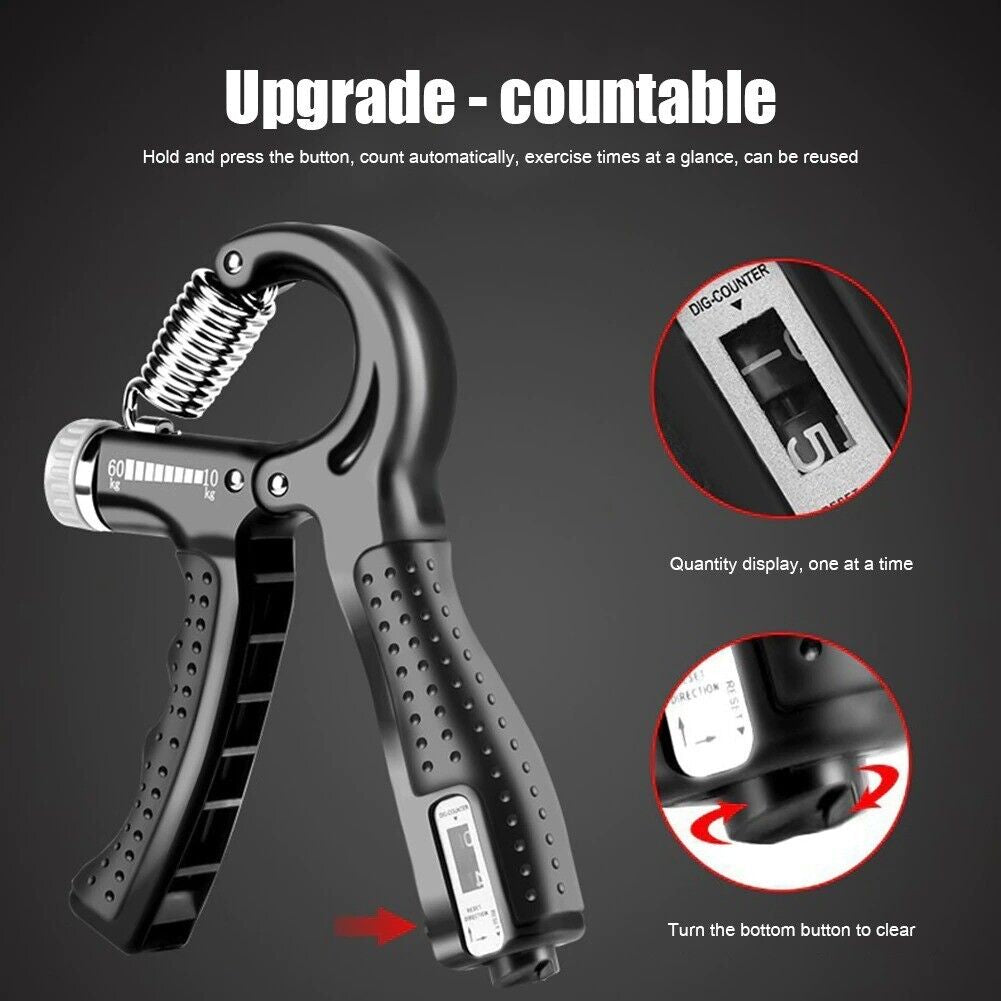 Black hand grip strength trainer by My Store 2, adjustable gym exerciser for improving grip and forearm strength.