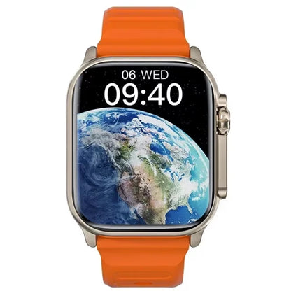 Black steel strap smart watch with Bluetooth, message alerts, heart rate monitor, and sports features for Android and iOS users.