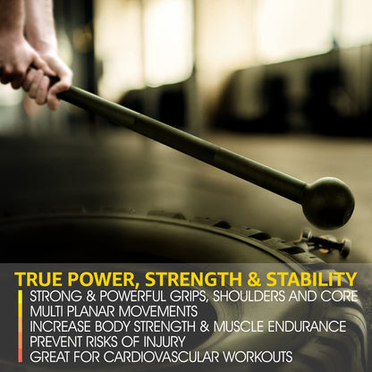 My Store 2 steel mace bell in black, 15 lbs, for strength training and full-body workouts, with grip and forearm exercise focus.