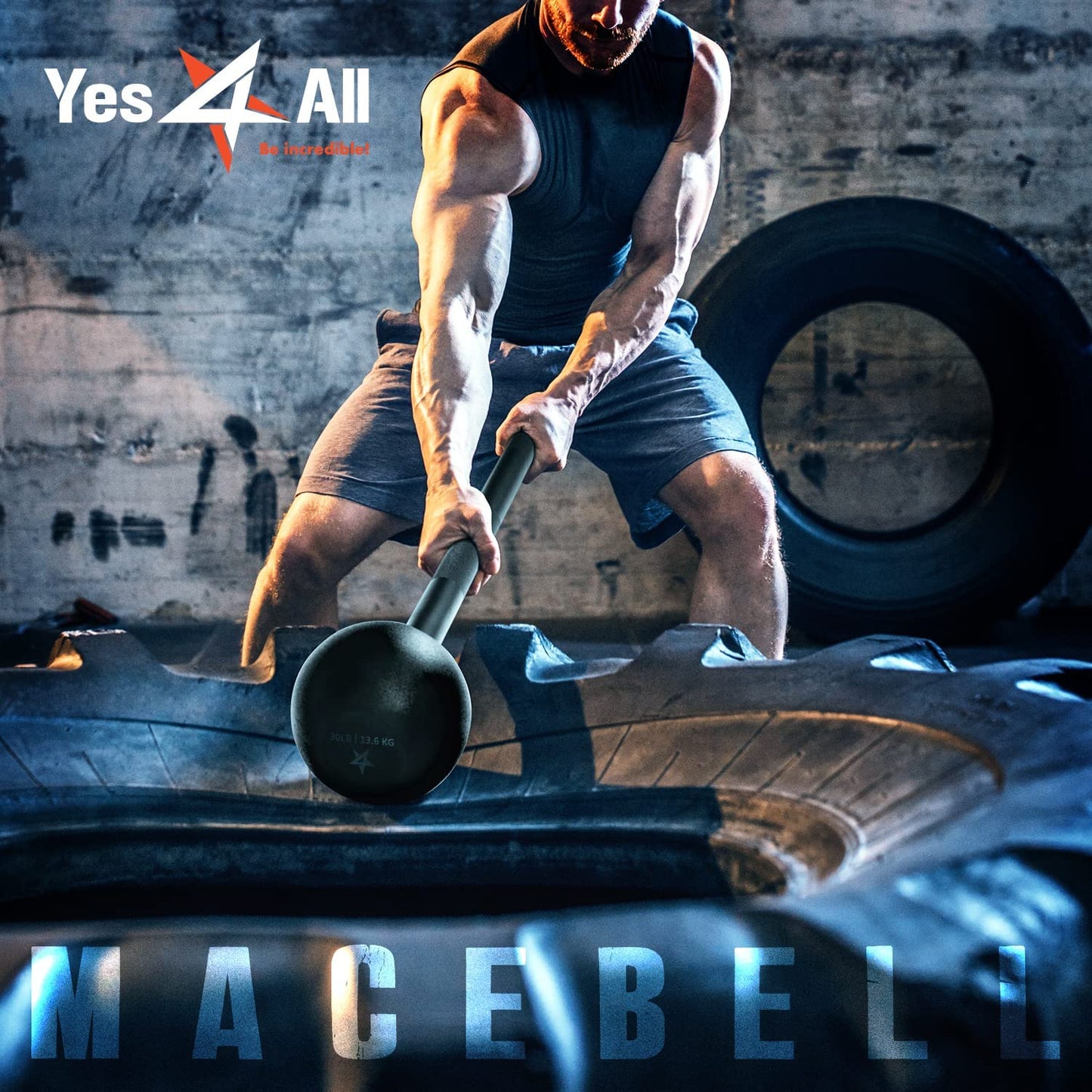 My Store 2 15lb steel mace bell for strength training, full-body workouts, muscle building, shoulder, grips, and forearm exercises.