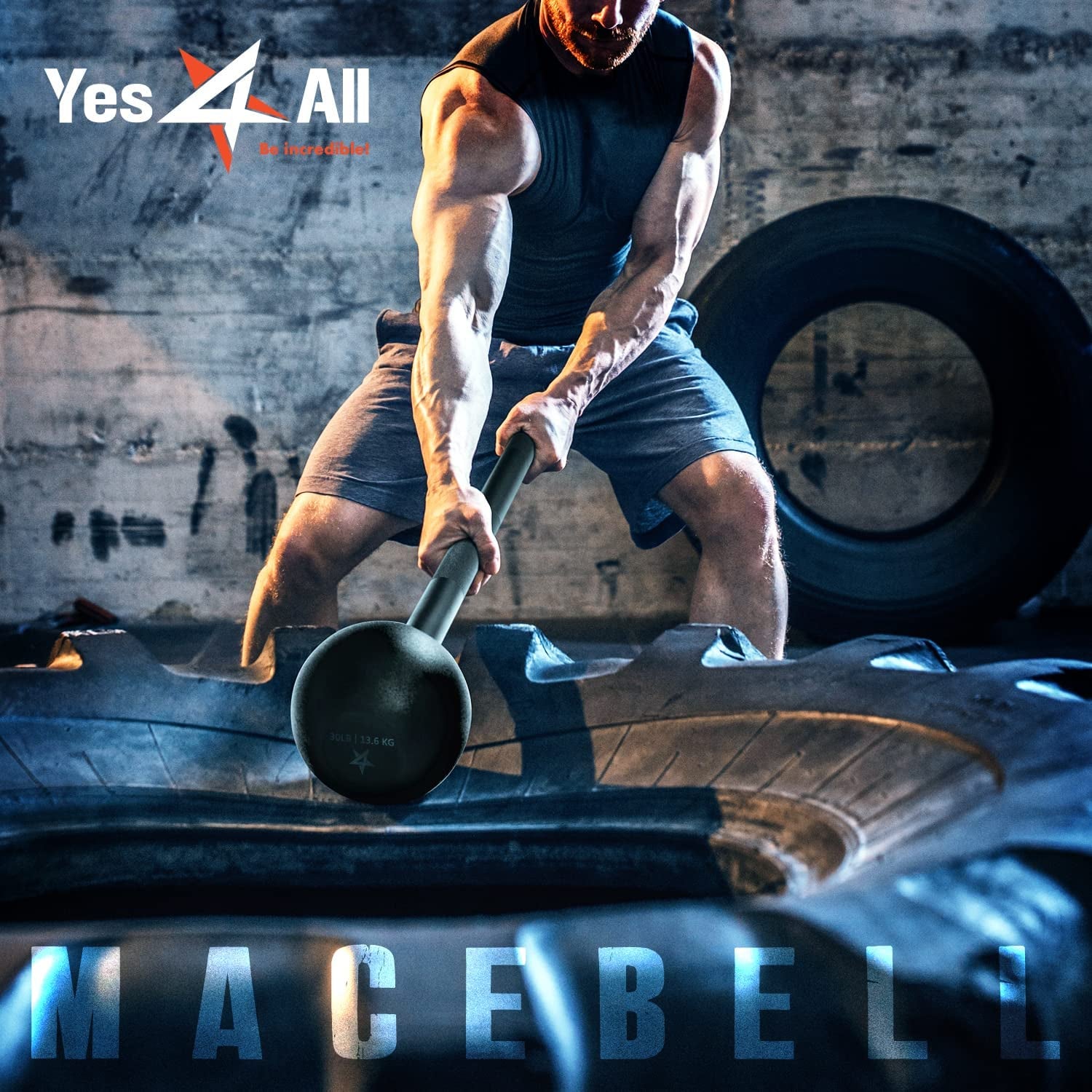 My Store 2 15lb steel mace bell for strength training, full-body workouts, muscle building, shoulder, grips, and forearm exercises.