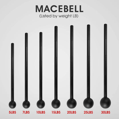 My Store 2 15lb steel mace bell for strength training, full-body workouts, shoulder, grip, and forearm exercises.