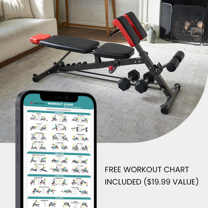 My Store 2 Finer Form multi-functional FID weight bench with adjustable incline, decline, flat positions, hyper back extension, and roman chair.