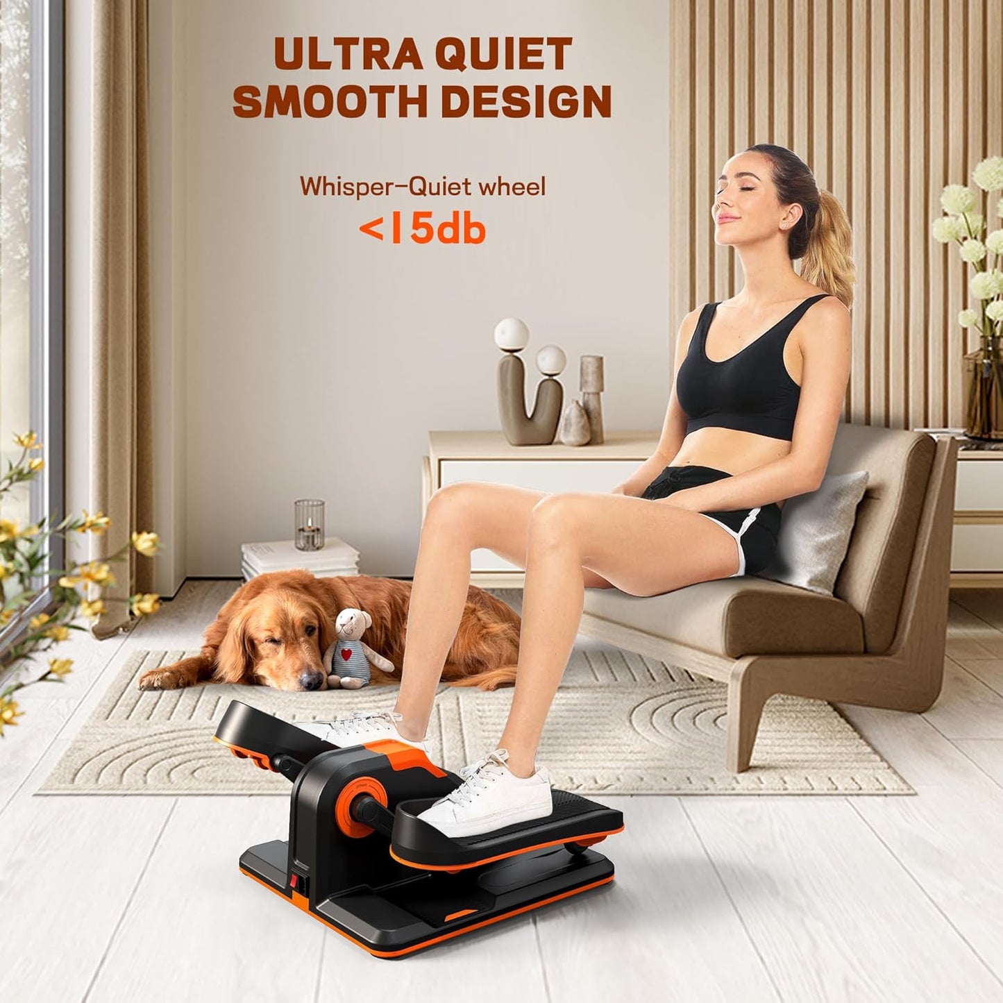 My Store 2 under desk elliptical machine with touch screen control panel, remote, and wireless connectivity for home or office use.