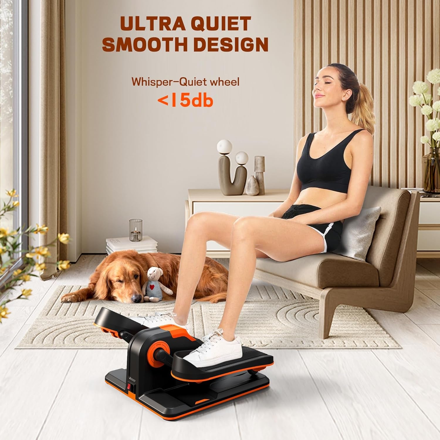 My Store 2 under desk elliptical machine with touch screen control panel, remote, and wireless connectivity for home or office use.