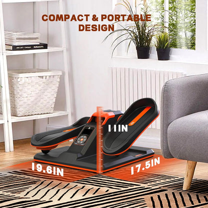 My Store 2 under desk elliptical exercise machine with touch screen control panel and remote, portable for home or office use.