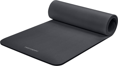 Graphite Solana yoga mat by My Store 2, 1/2 inch thick, non-slip surface with nylon strap, 72x24 inches for Pilates and fitness.