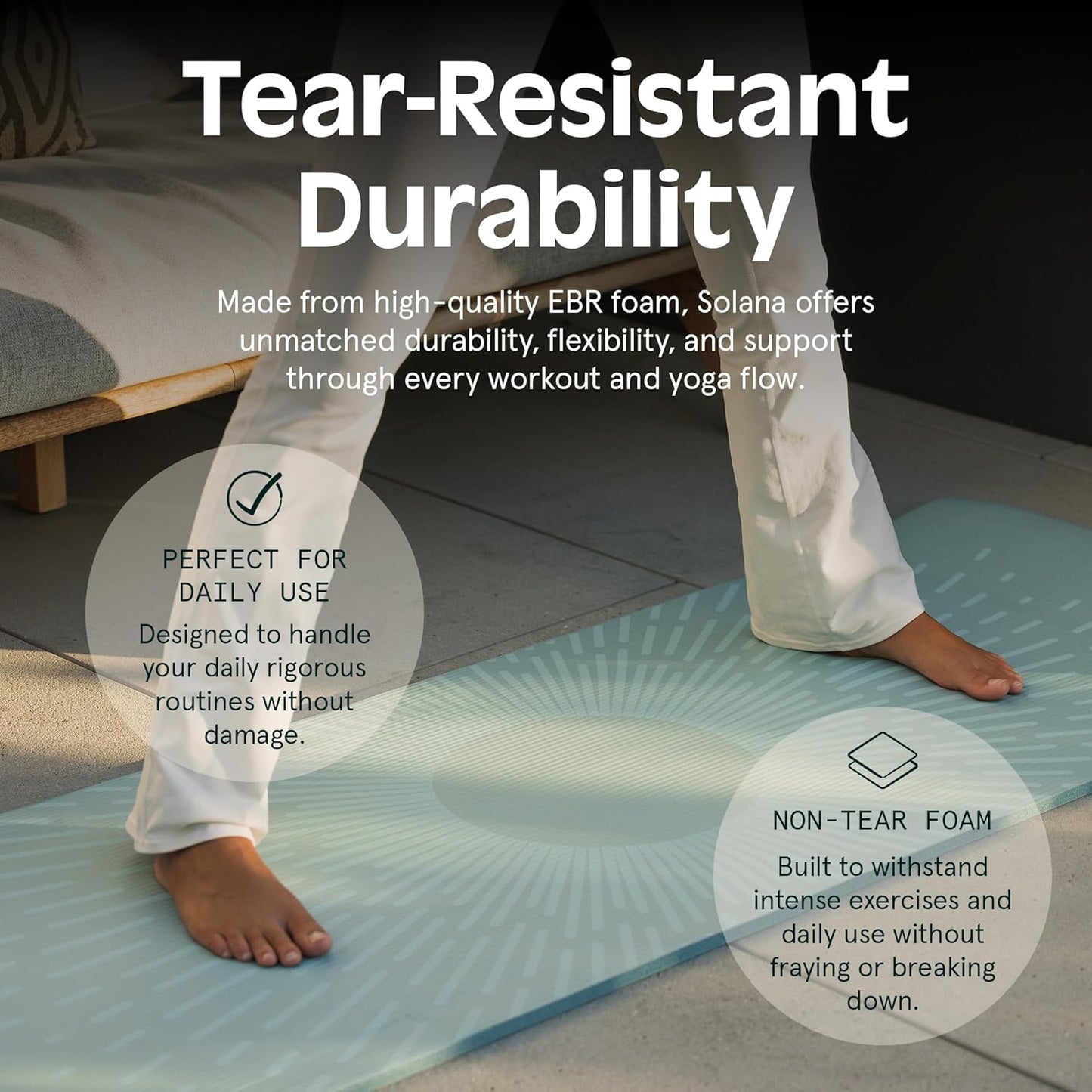 Graphite Solana yoga mat by My Store 2, 1/2 inch thick, non-slip surface, includes nylon strap, suitable for Pilates and stretching.