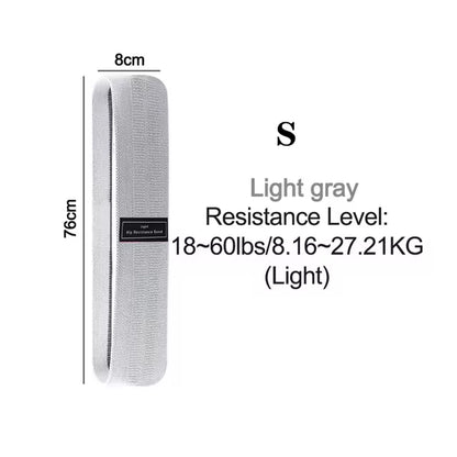 Light gray elastic cloth resistance band by My Store 2 for strength training and exercise workouts.
