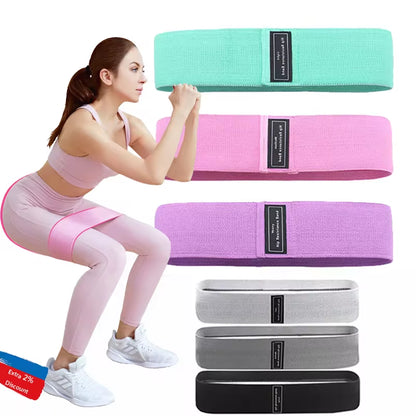 Light gray elastic cloth resistance band from My Store 2, used for strength training and physical therapy exercises