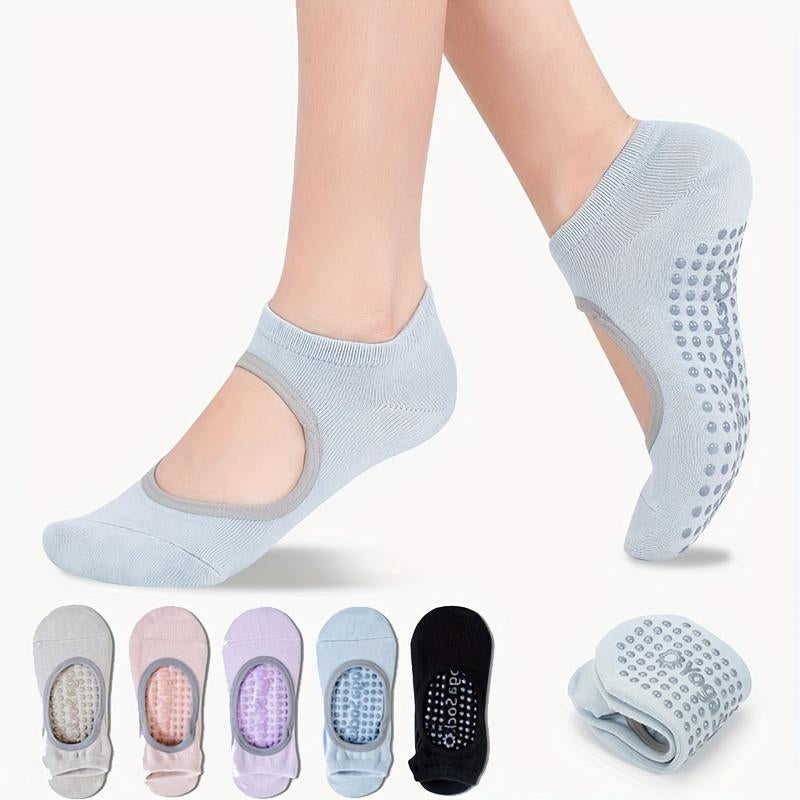 Women's non-slip yoga socks in mixed colors by My Store 2, featuring comfortable, stretchy fabric and grip soles for yoga practice.