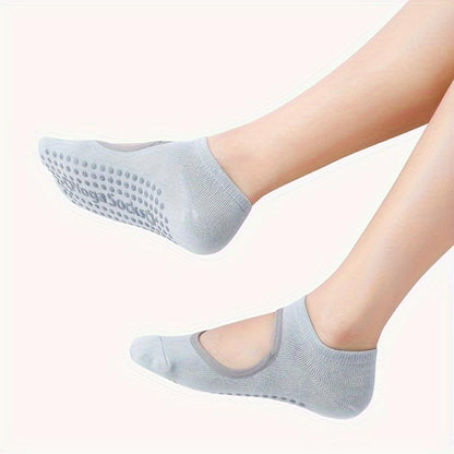 Women's colorful non-slip yoga socks by My Store 2, one size, with cushioned soles and grip dots for yoga practice.