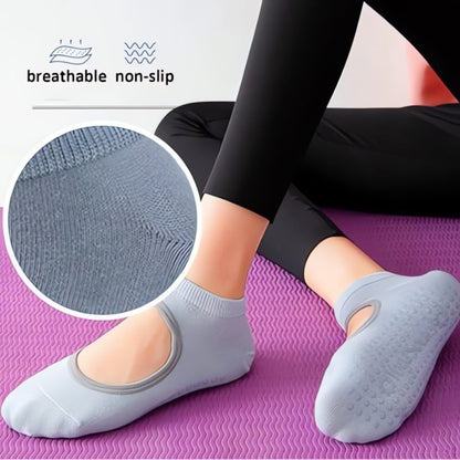 Women's mixed-color non-slip yoga socks by My Store 2, comfortable and stretchy for enhanced grip during exercise.