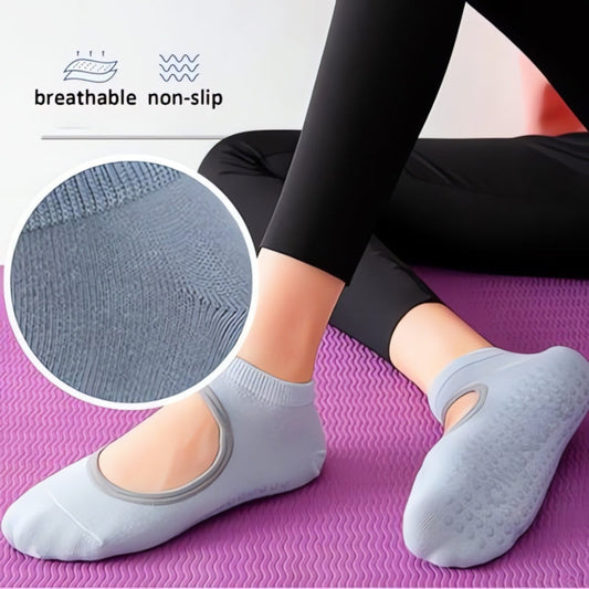Women's mixed-color non-slip yoga socks by My Store 2, comfortable and stretchy for enhanced grip during exercise.