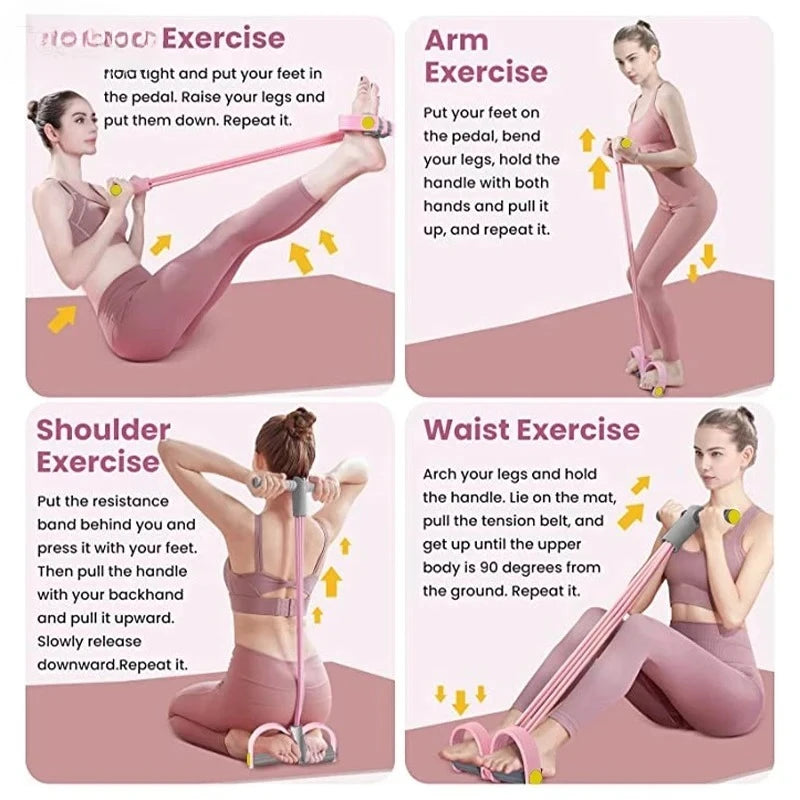 Pink and grey Total Body Shaper 4-Tube Resistance Reformer with adjustable resistance tubes and padded handles for full-body workout