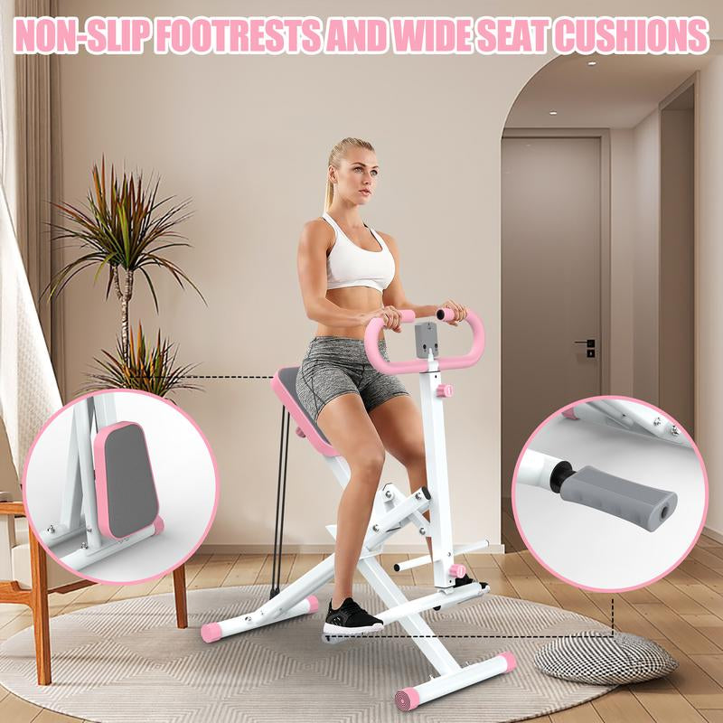 Pink foldable squat rodeo core exercise machine from My Store 2 with padded handles and compact design for home workouts.