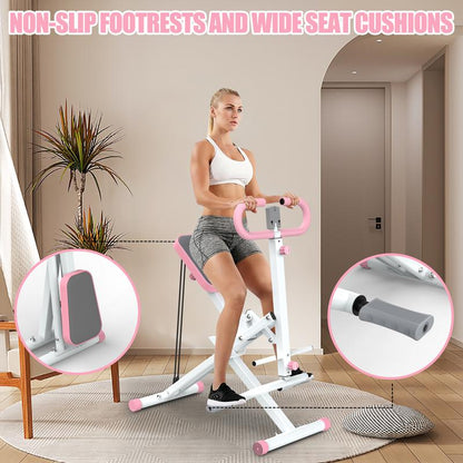 Pink foldable squat rodeo core exercise machine from My Store 2 with padded handles and compact design for home workouts.