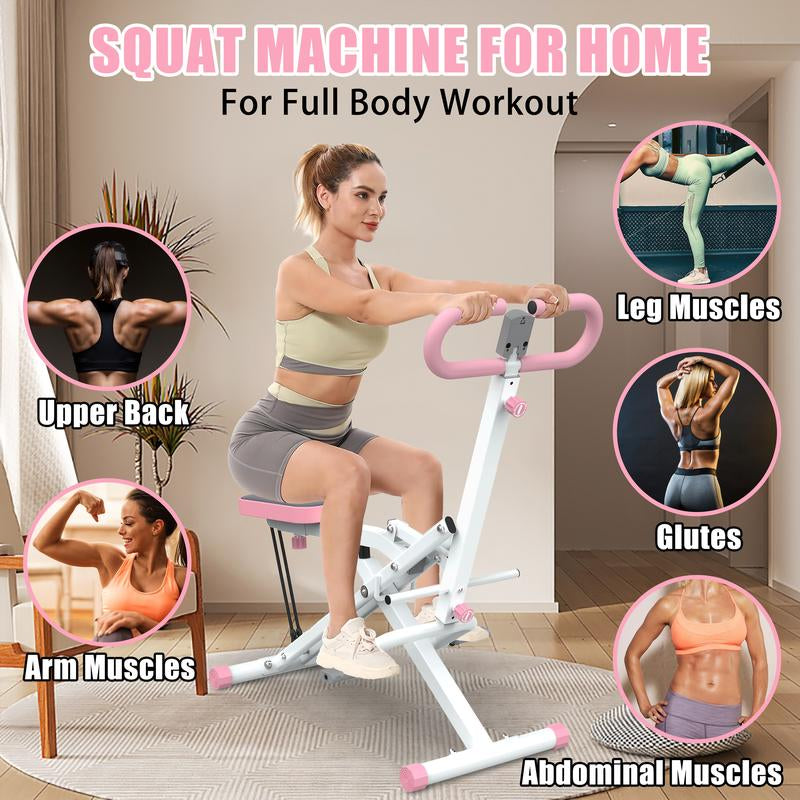Pink foldable squat rodeo core exercise machine from My Store 2 with padded handles and compact design for home workouts.