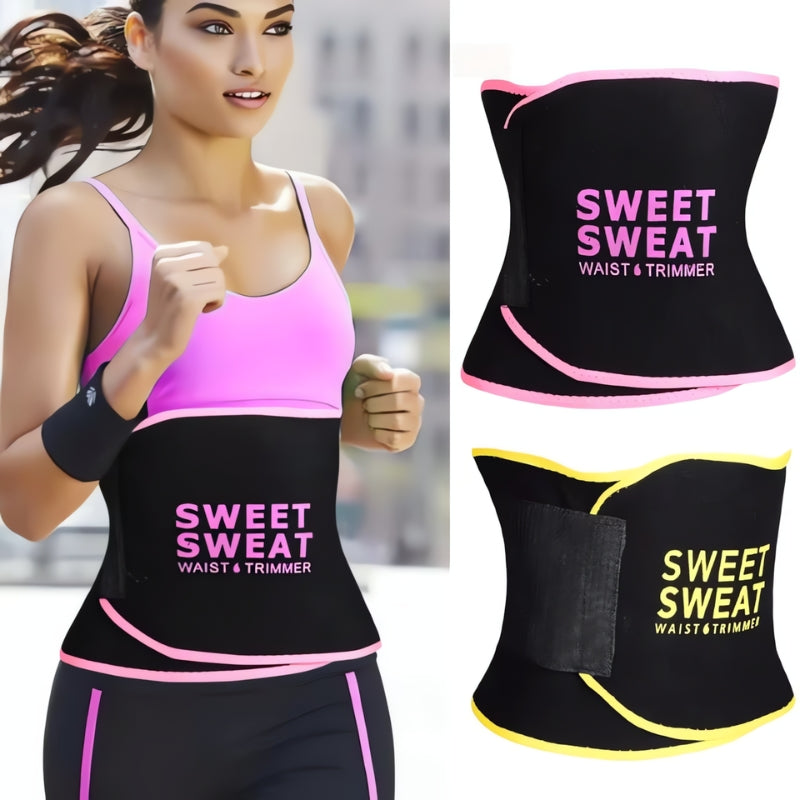 Pink waist trimmer shapewear by My Store 2 designed for workouts, highlighting its snug fit and adjustable waist belt.
