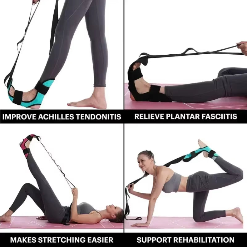 Red Yoga Foot Stretching Band by My Store 2, shown flat with loops for stretching and flexibility exercises.