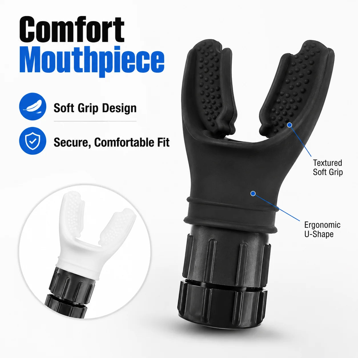 White AirBoost Pro™ breathing trainer for stronger lungs and peak performance, featuring ergonomic design and digital airflow display.