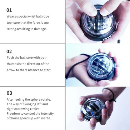 My Store 2 GyroForce LED Power Wrist Ball with five-color light; a portable hand exercise device for strength and stress relief.