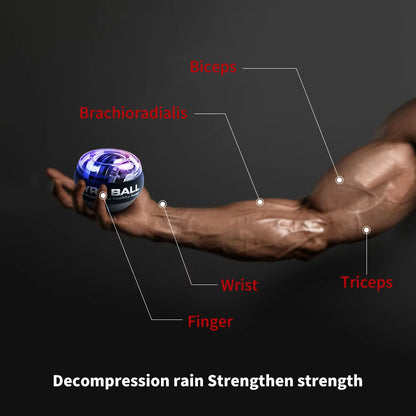 My Store 2 GyroForce™ LED Power Wrist Ball with colorful lights, showcasing its compact design and vibrant illumination for strength training.