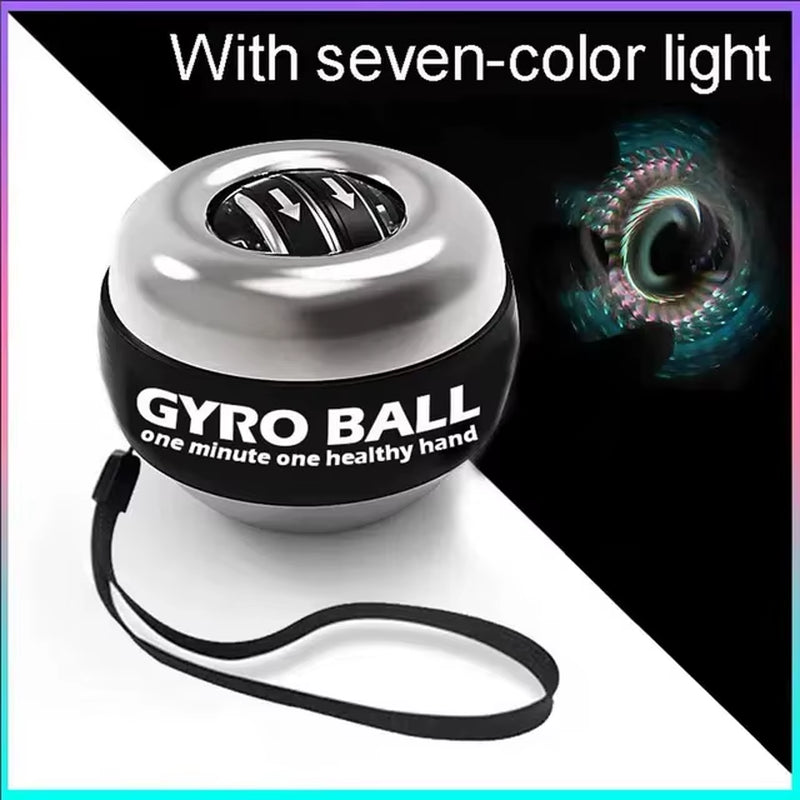My Store 2 GyroForce™ LED Power Wrist Ball glowing with five colors, designed for strength training and muscle toning.