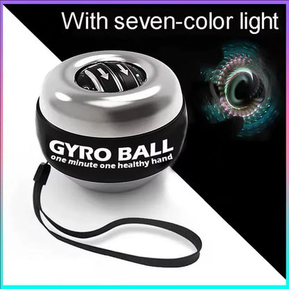 My Store 2 GyroForce™ LED Power Wrist Ball glowing with five colors, designed for strength training and muscle toning.