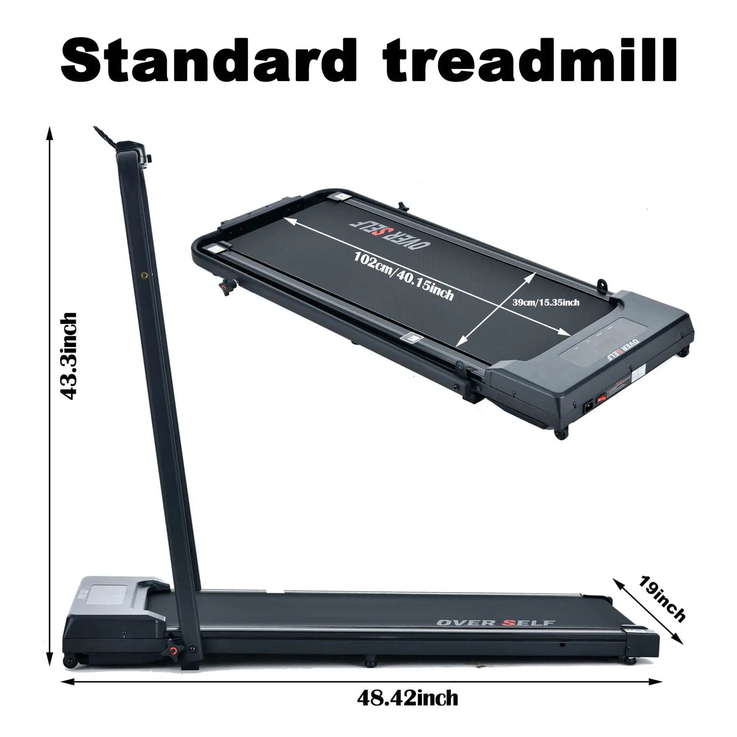 My Store 2 2-in-1 portable treadmill with handle, compact design for home and office use, showing the treadmill with control panel