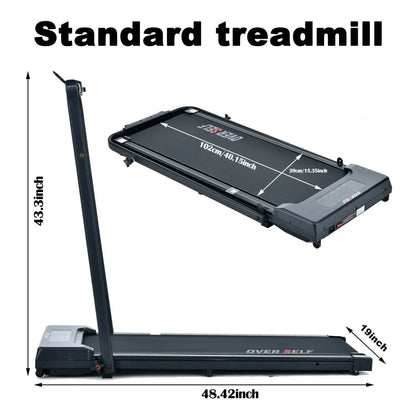 My Store 2 2-in-1 portable treadmill with handle, compact design for home and office use, showing the treadmill with control panel