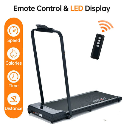 My Store 2 2-in-1 portable treadmill with handle, compact design for home or office exercise, displayed with running surface and handle