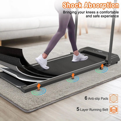 My Store 2 2-in-1 portable treadmill with handle, compact design for home and office walking exercise.