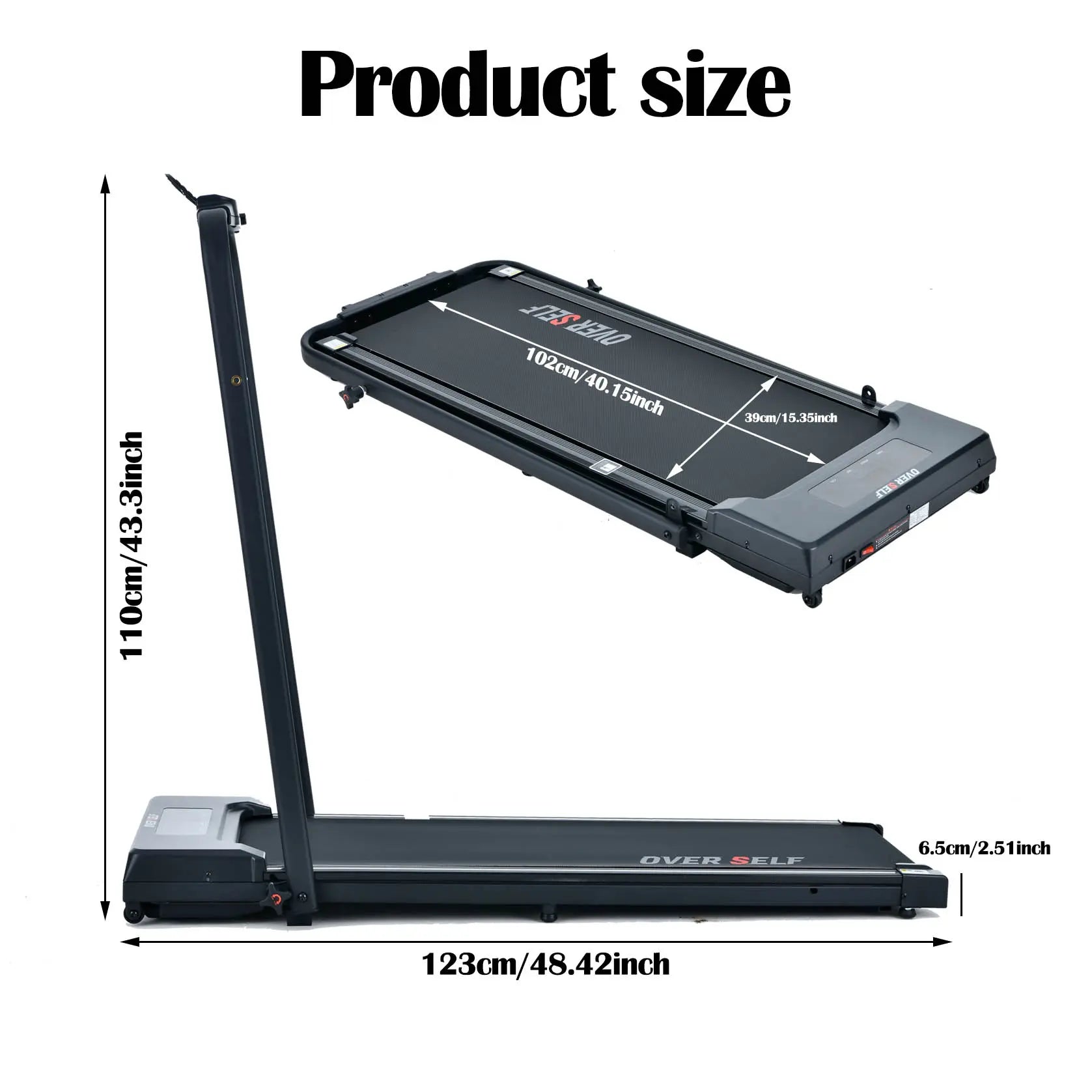 My Store 2 2-in-1 portable treadmill with handle, compact design for home and office use, showing the treadmill in a neutral setting.