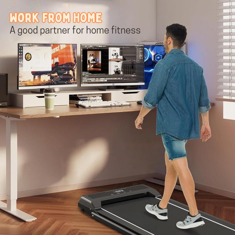 My Store 2 2-in-1 portable treadmill with handle, compact design for home and office use, showing the treadmill with control panel.