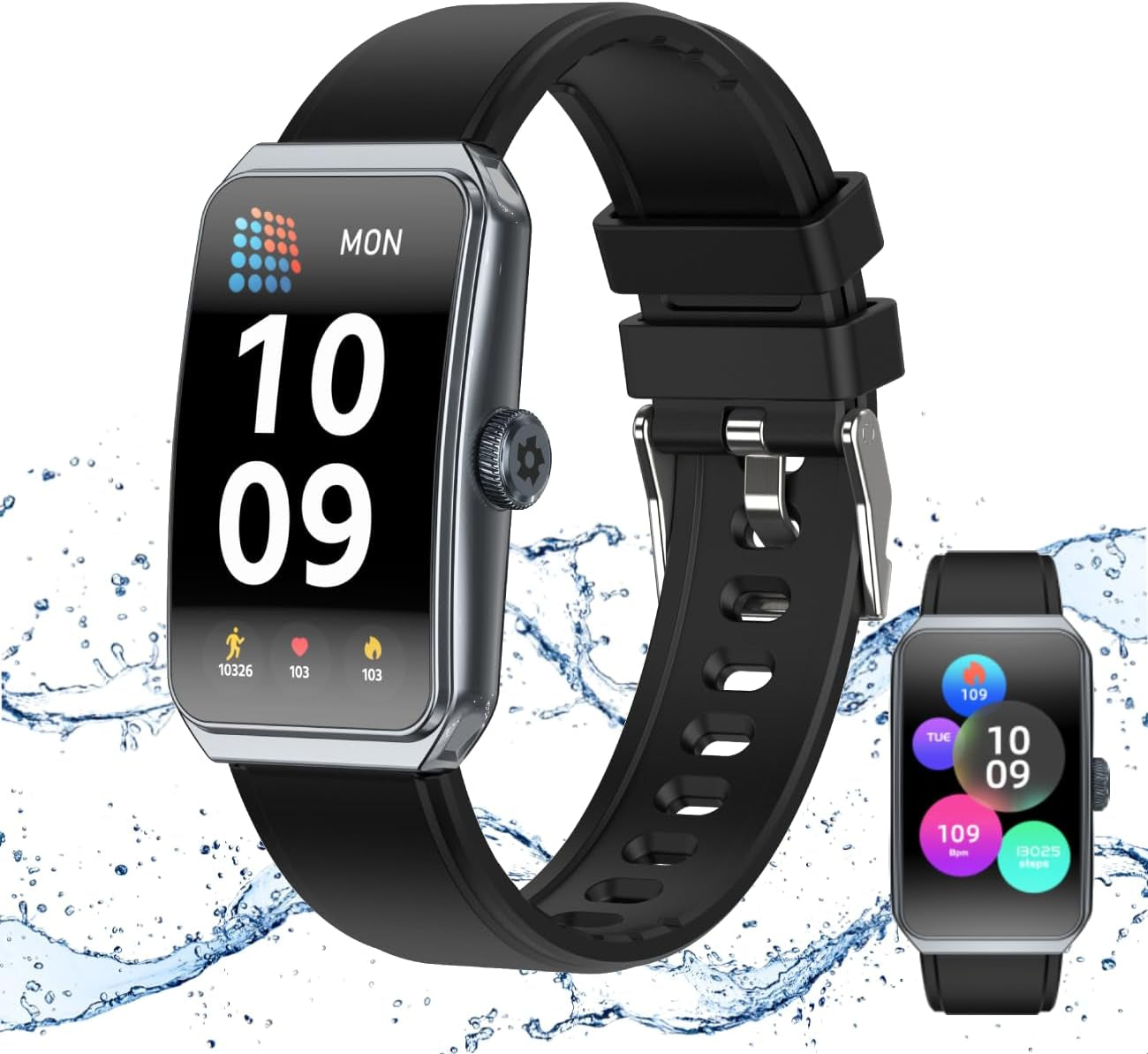 PUTEKER fitness tracker smartwatch with 1.47-inch screen, blood oxygen, heart rate, sleep monitor, IP68 waterproof, step and calorie counter
