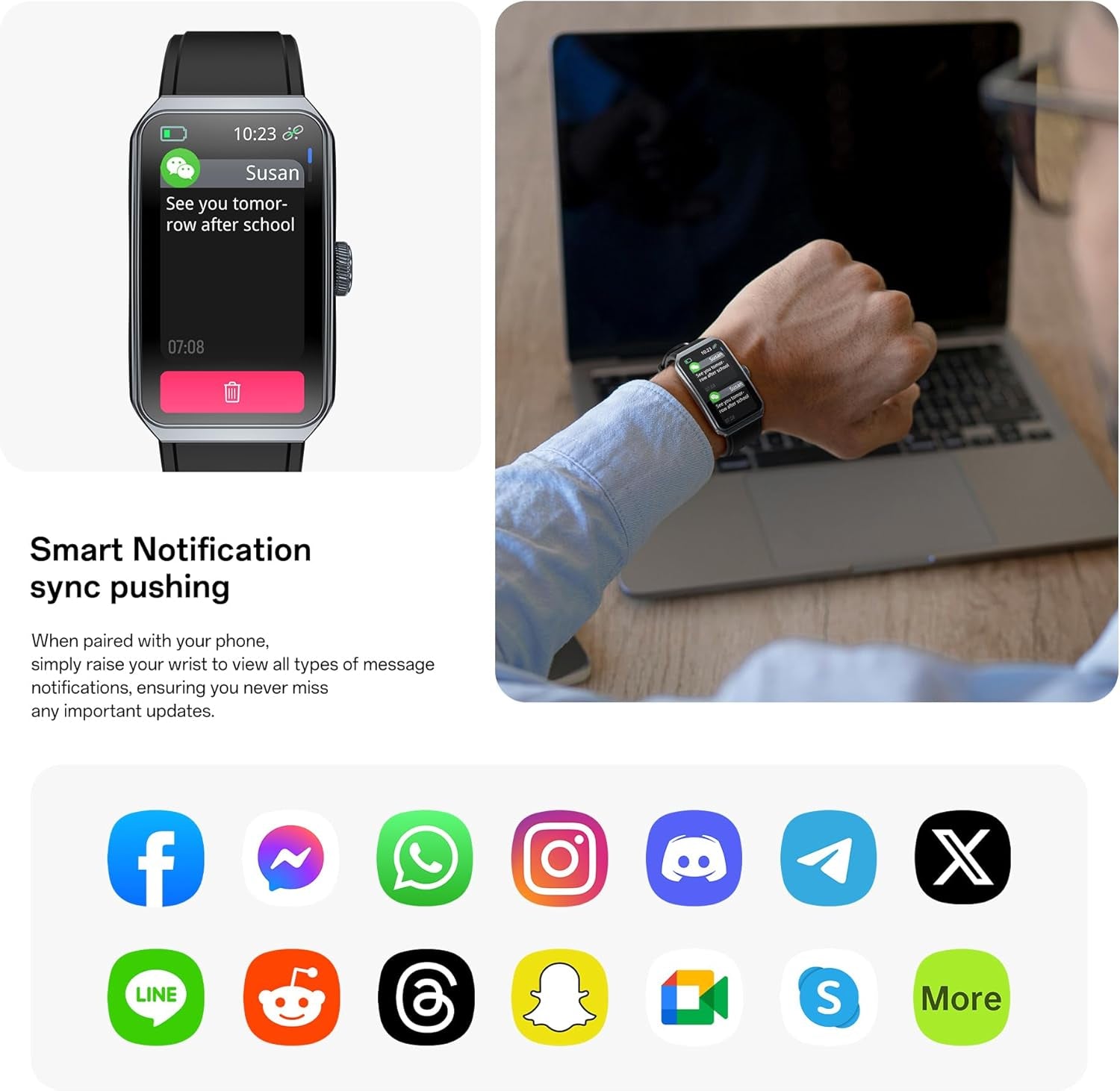 PUTEKER fitness tracker smartwatch with 1.47-inch screen, blood oxygen, heart rate, sleep monitor, IP68 water resistance, step counter